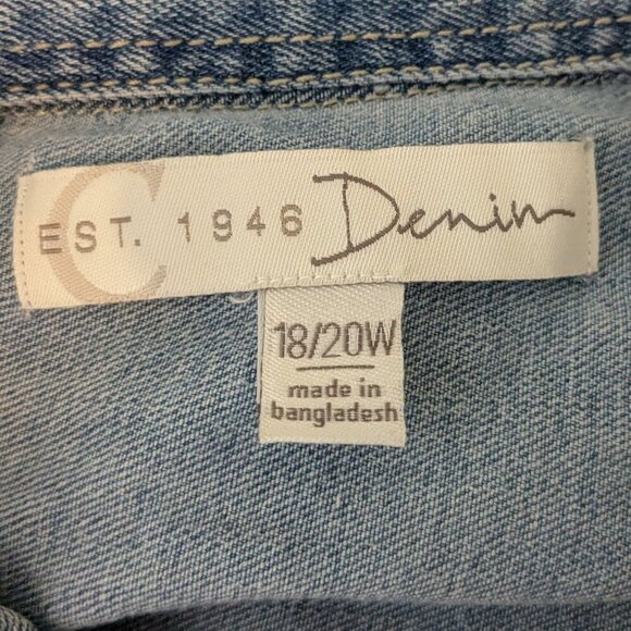 CATO Est 1946 Blue Denim Distressed Long Sleeve Button Jean Jacket; Size 18/20W - Picture 3 of 5